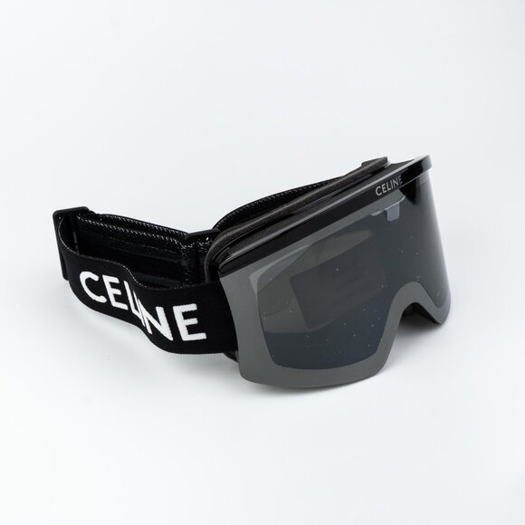 Celine CL40302U SKI MASK Women 01C Shiny Black Smoke Mirror NEW AUTHENTIC - Picture 3 of 12